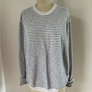 Nordstrom blue striped linen crewneck sweater loose knit